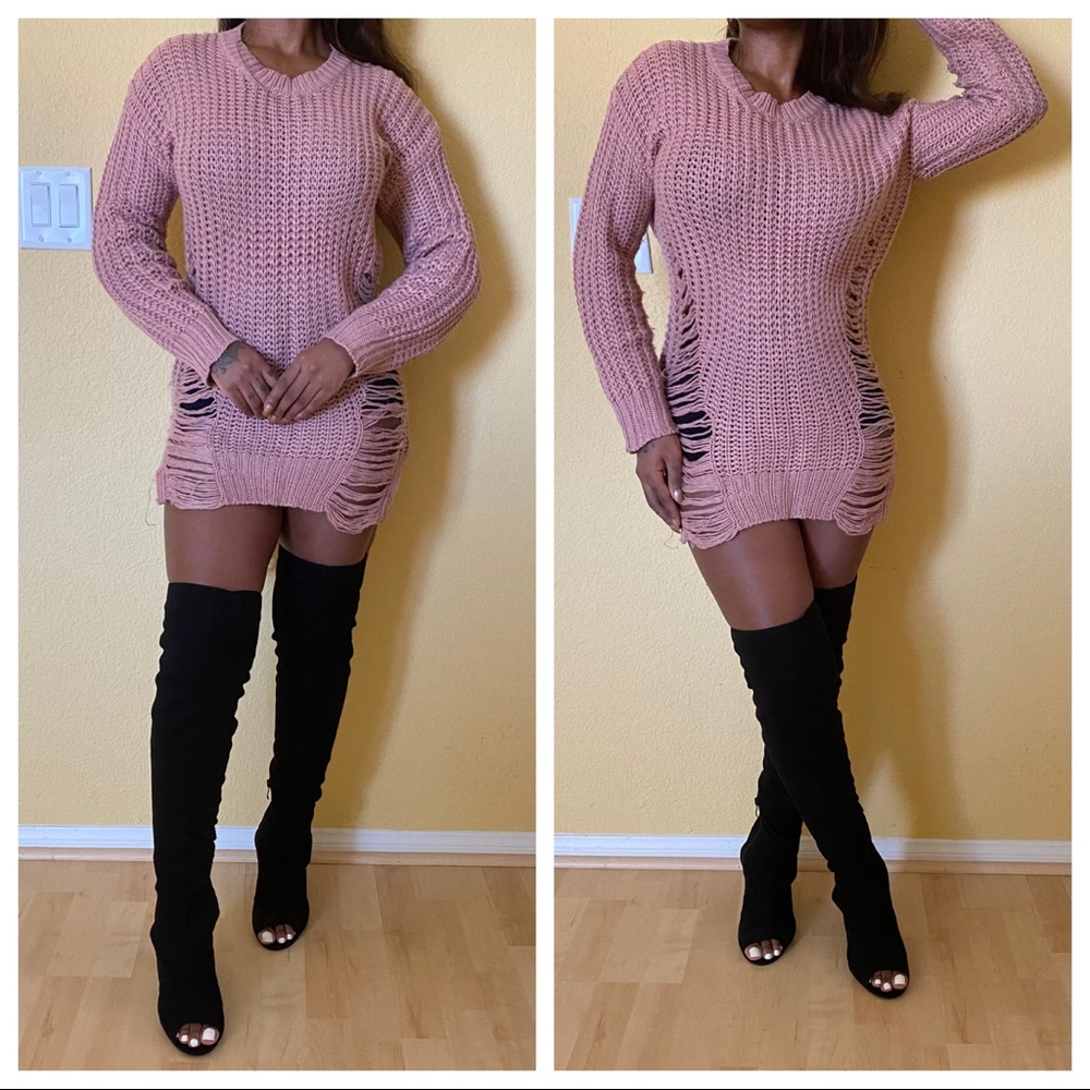Long sleeve knit sweater dress